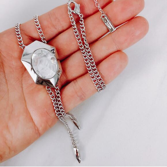 Atelier Swarovski Jean Paul Gaultier Crystal Pendant Necklace Silver Tone Modern - Picture 4 of 15